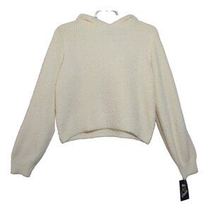 Women's Cozy Art Class Recycled Polyester Cream Hooded Sweater, X-XL (16), NWT